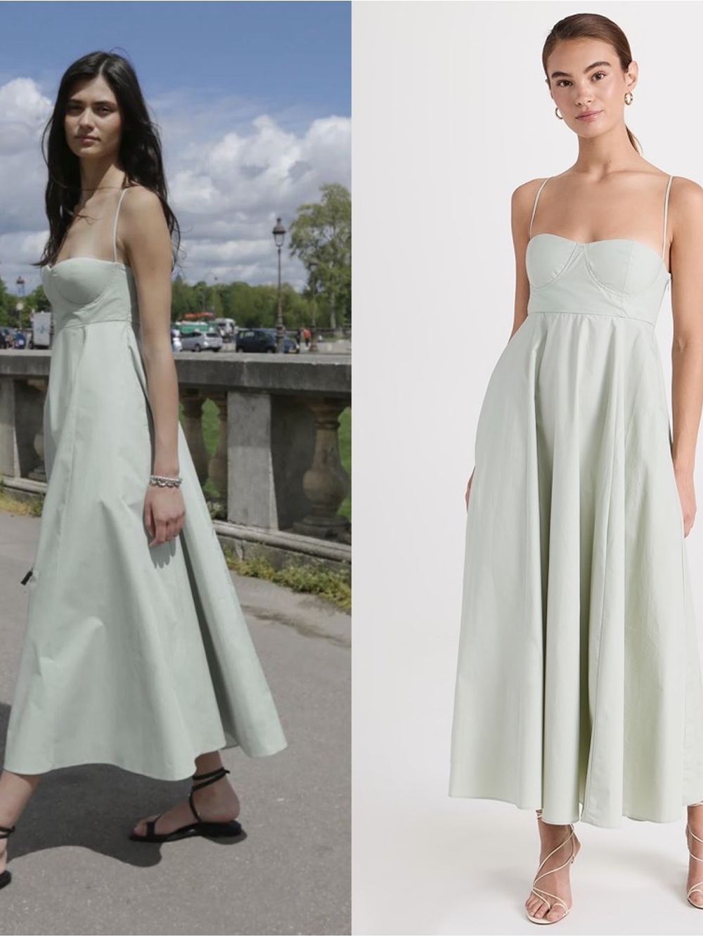 Pixie Market Antonia Padded Bustier Pastel Sage Green Midi Dress Size S